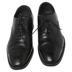 Versace Black Leather Medusa Heel Lace Up Oxfords Size 42