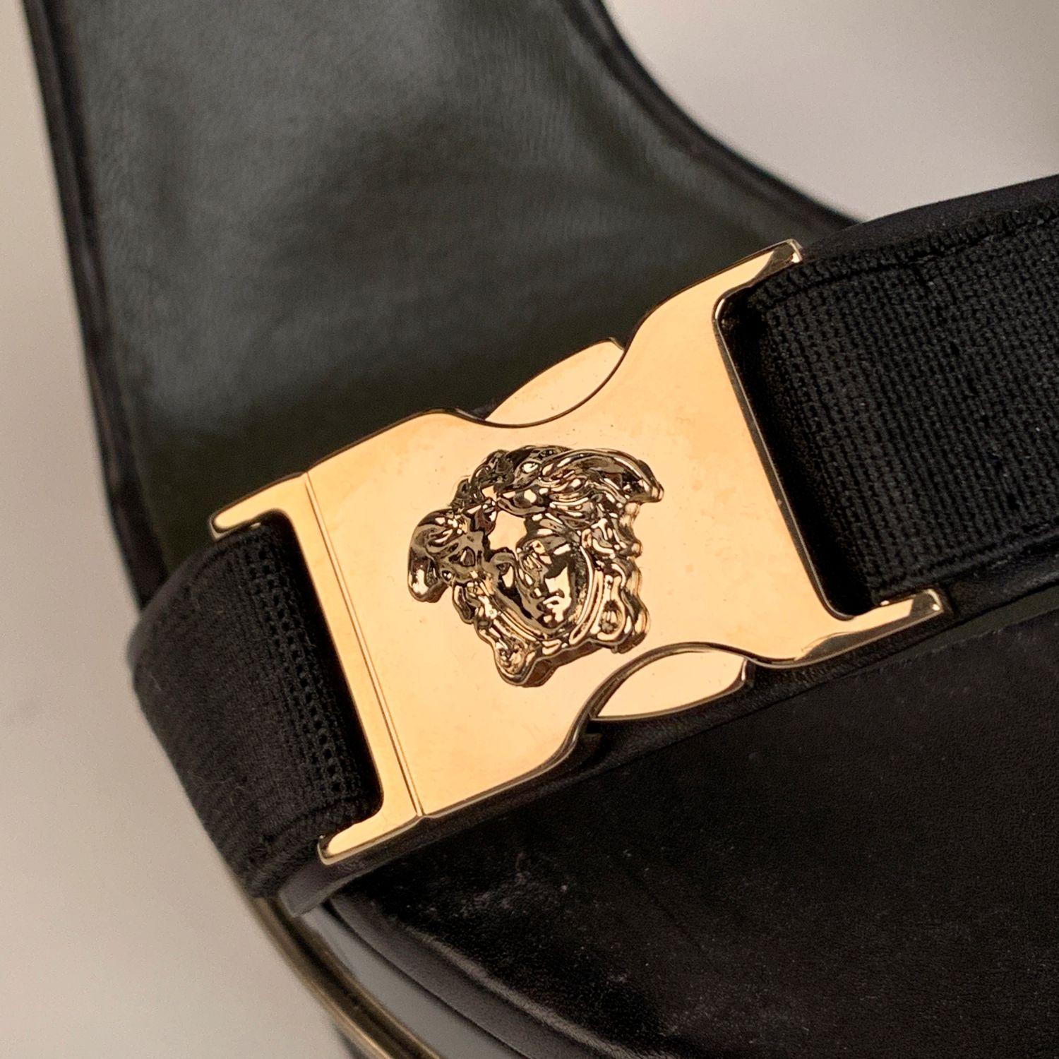 Versace Black Leather Medusa Heeled Platform Sandals EU 39 1