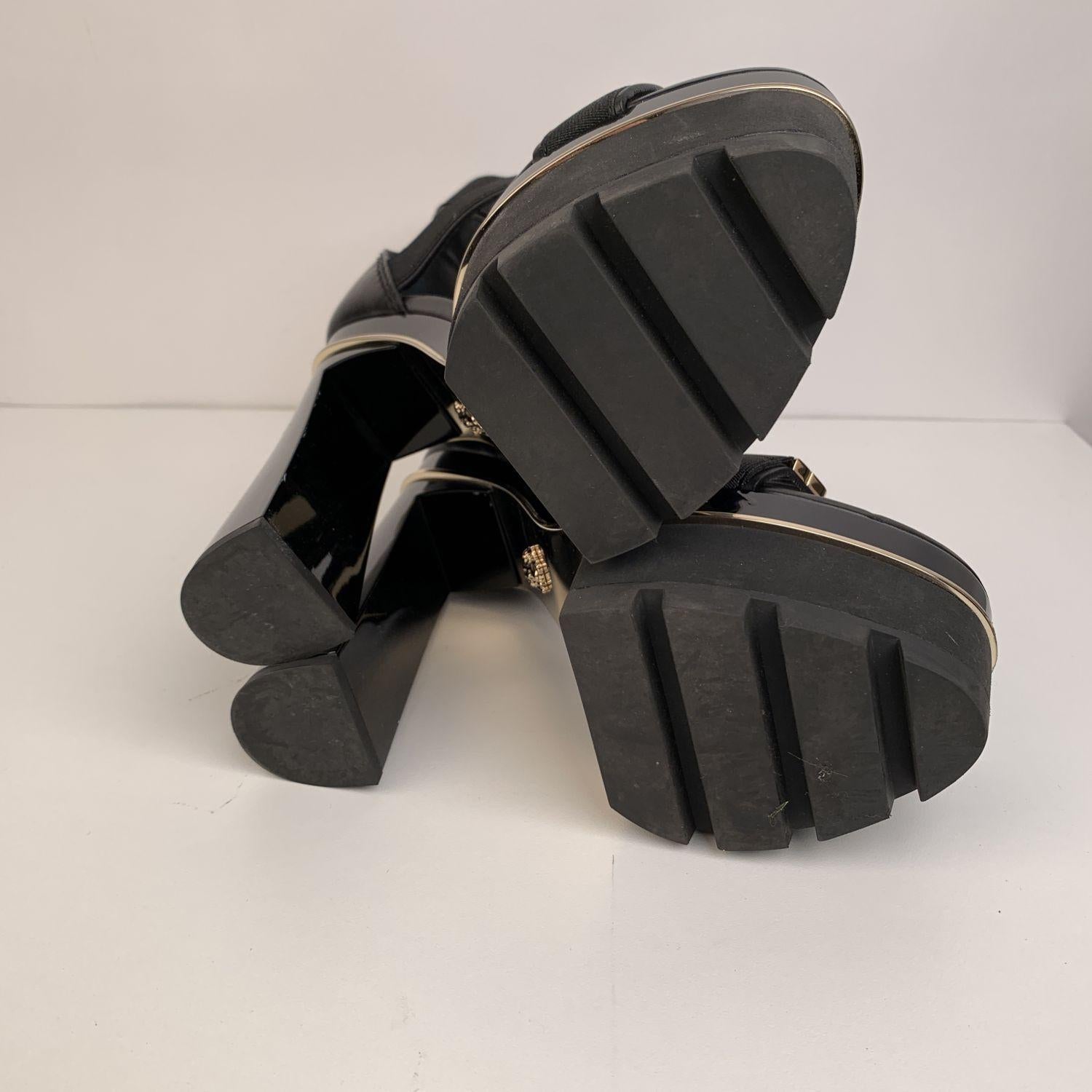 Versace Black Leather Medusa Heeled Platform Sandals EU 39 4