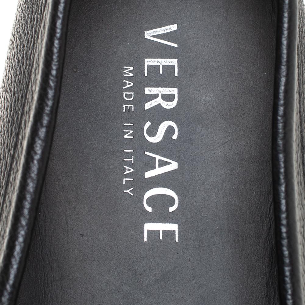 Versace Black Leather Medusa Loafers Size 43 3