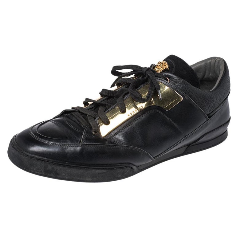Versace Black Leather Medusa Low Top Sneakers Size 43 Sale at 1stDibs