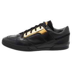 Versace Black Leather Medusa Low Top Sneakers Size 44