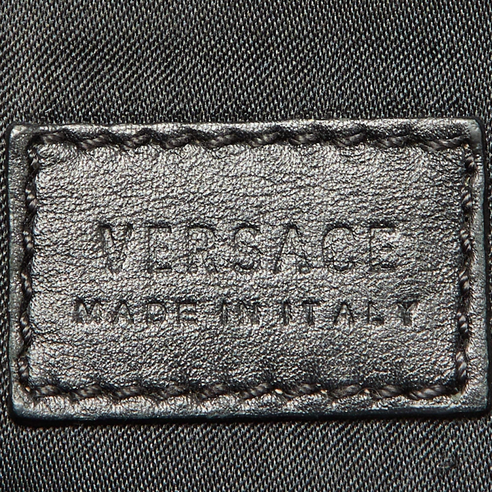 Versace Black Leather Medusa Medallion Tote For Sale 3