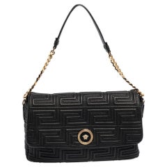 Versace Black Leather Medusa Shoulder Bag