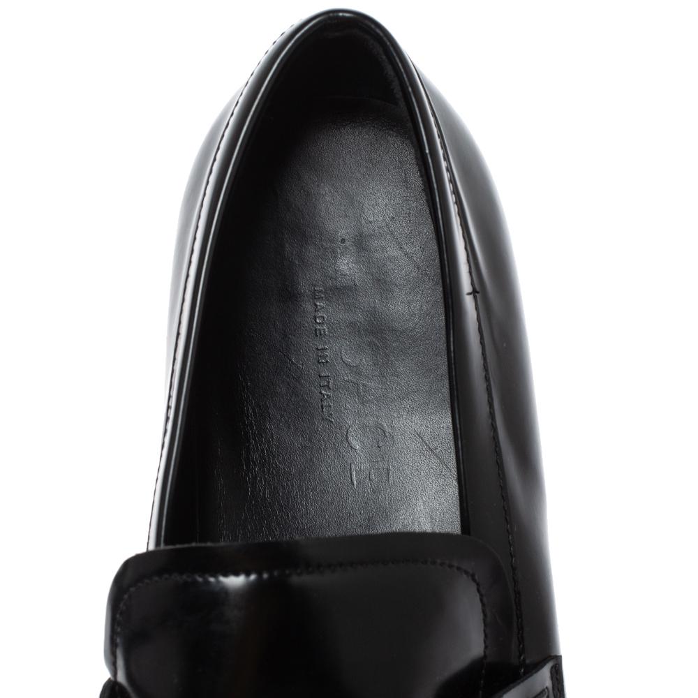 Versace Black Leather Medusa Slip On Loafers Size 43 1