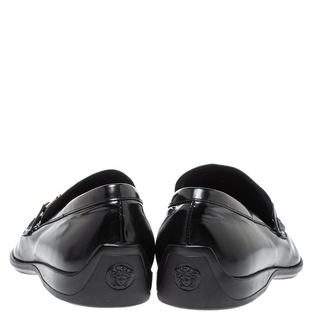 Versace Black Leather Medusa Slip On Loafers Size 43 1