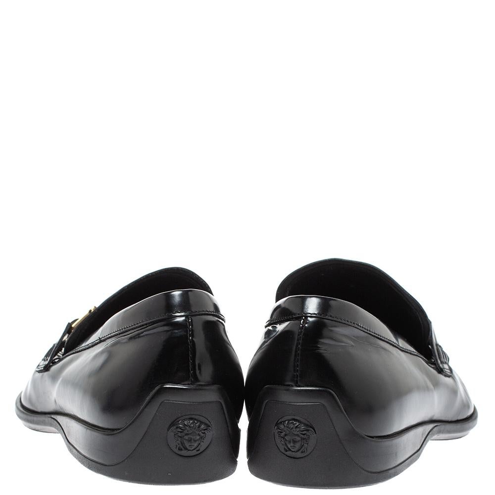 Versace Black Leather Medusa Slip On Loafers Size 43 2