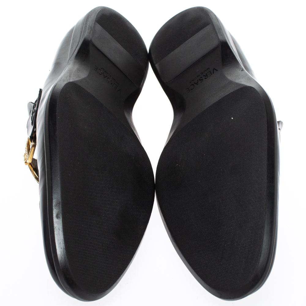 Versace Black Leather Medusa Slip On Loafers Size 43 3