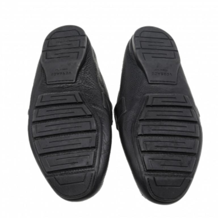 Men's Versace Black Leather Medusa Slip On Loafers Size 44