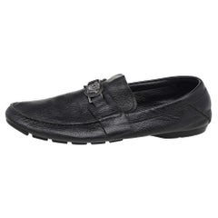 Versace Black Leather Medusa Slip On Loafers Size 44