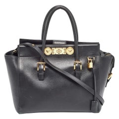 Versace Medusa Tragetasche aus schwarzem Leder