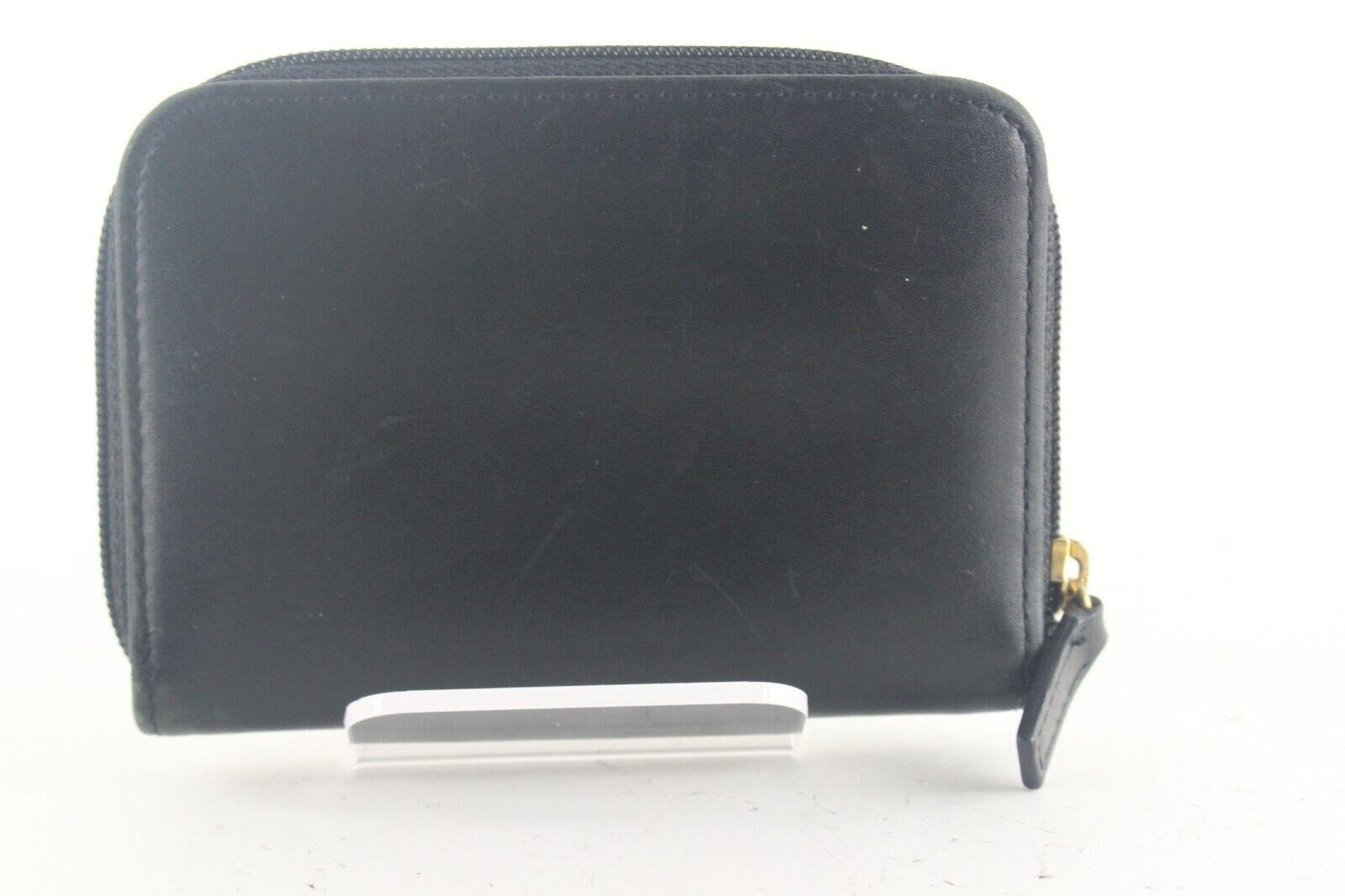 Versace Black Leather Medusa Zippy Wallet Compact Coin 1VR82K 1