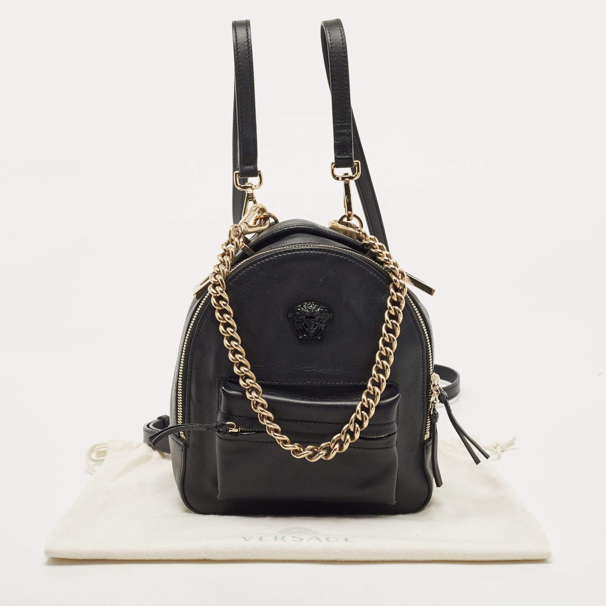Versace Black Leather Mini Medusa Palazzo Backpack 5