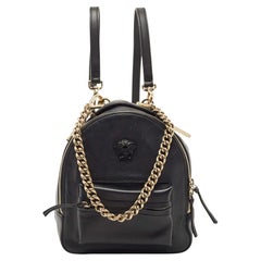 Versace Black Leather Mini Medusa Palazzo Backpack