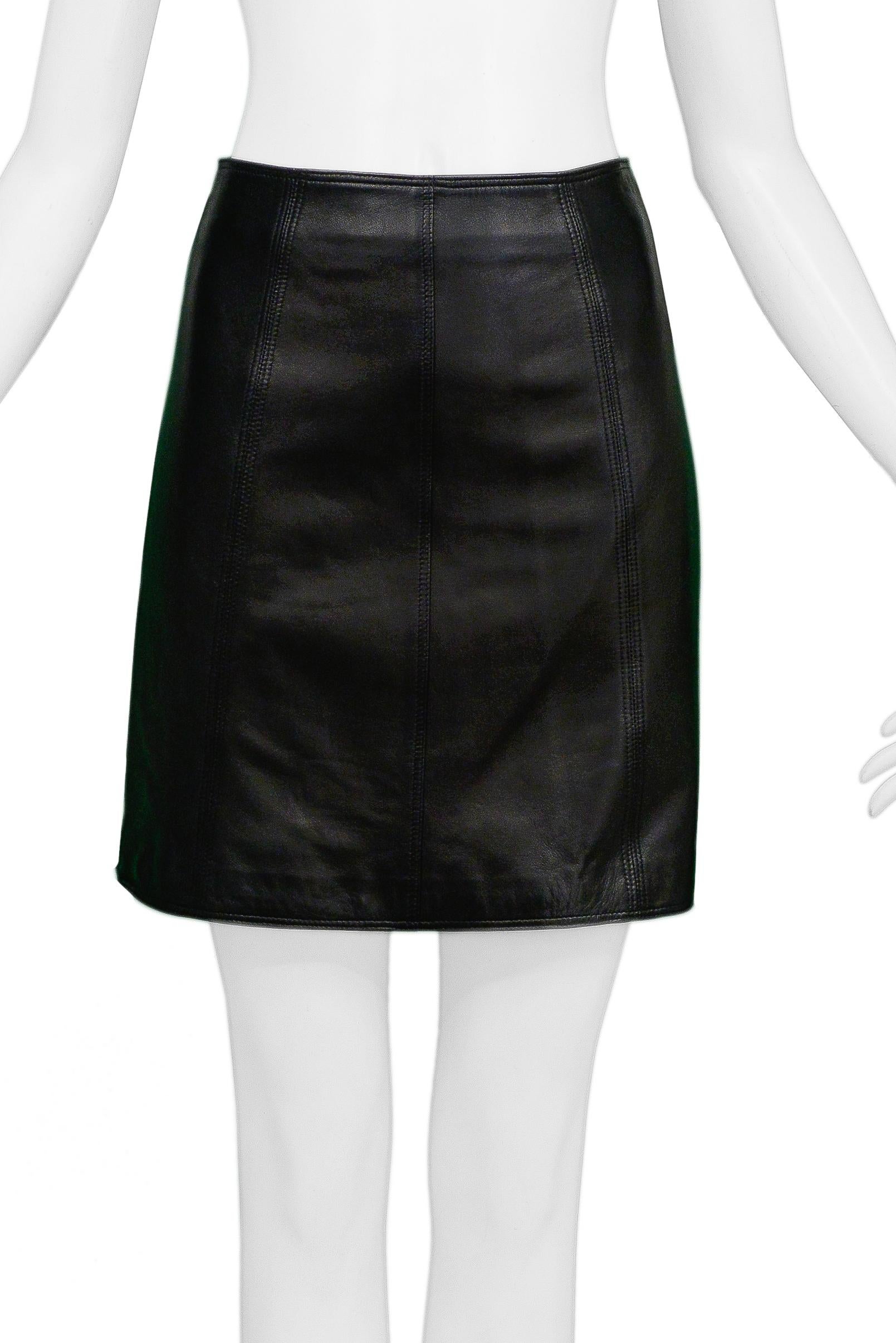 Versace Black Leather Mini Skirt In Excellent Condition For Sale In Los Angeles, CA