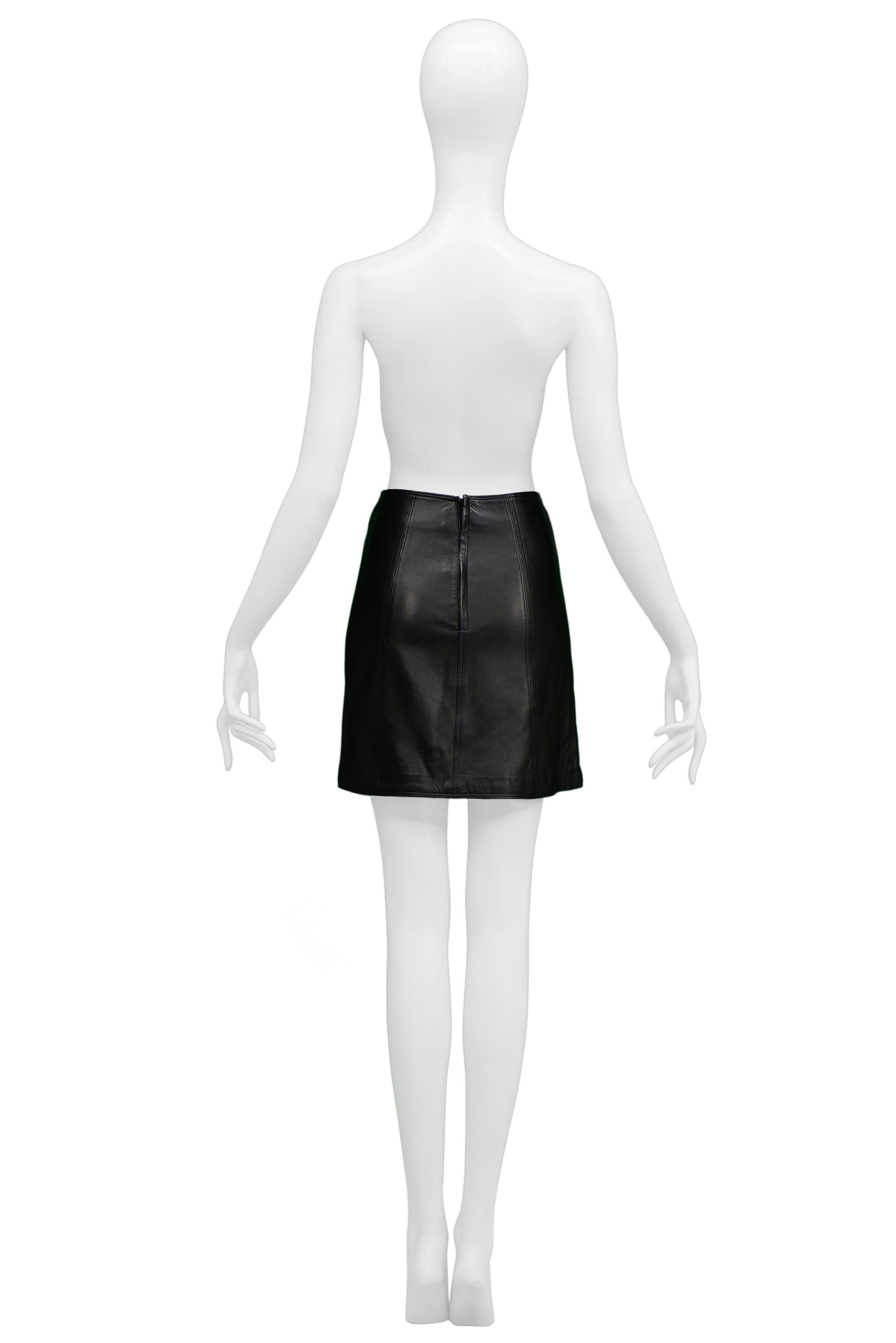 Women's Versace Black Leather Mini Skirt For Sale