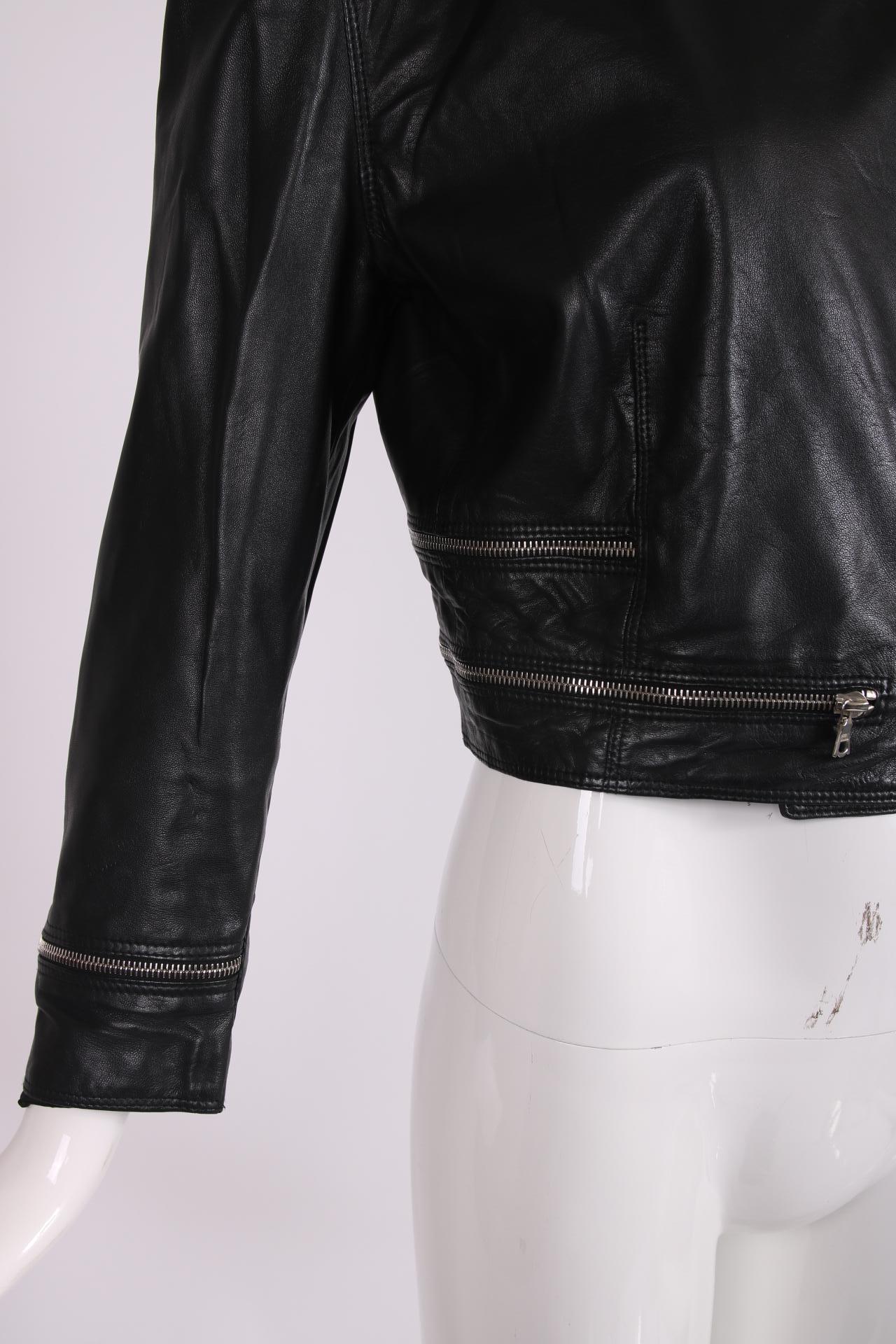 Schwarze Leder-Motorradjacke von Versace 2