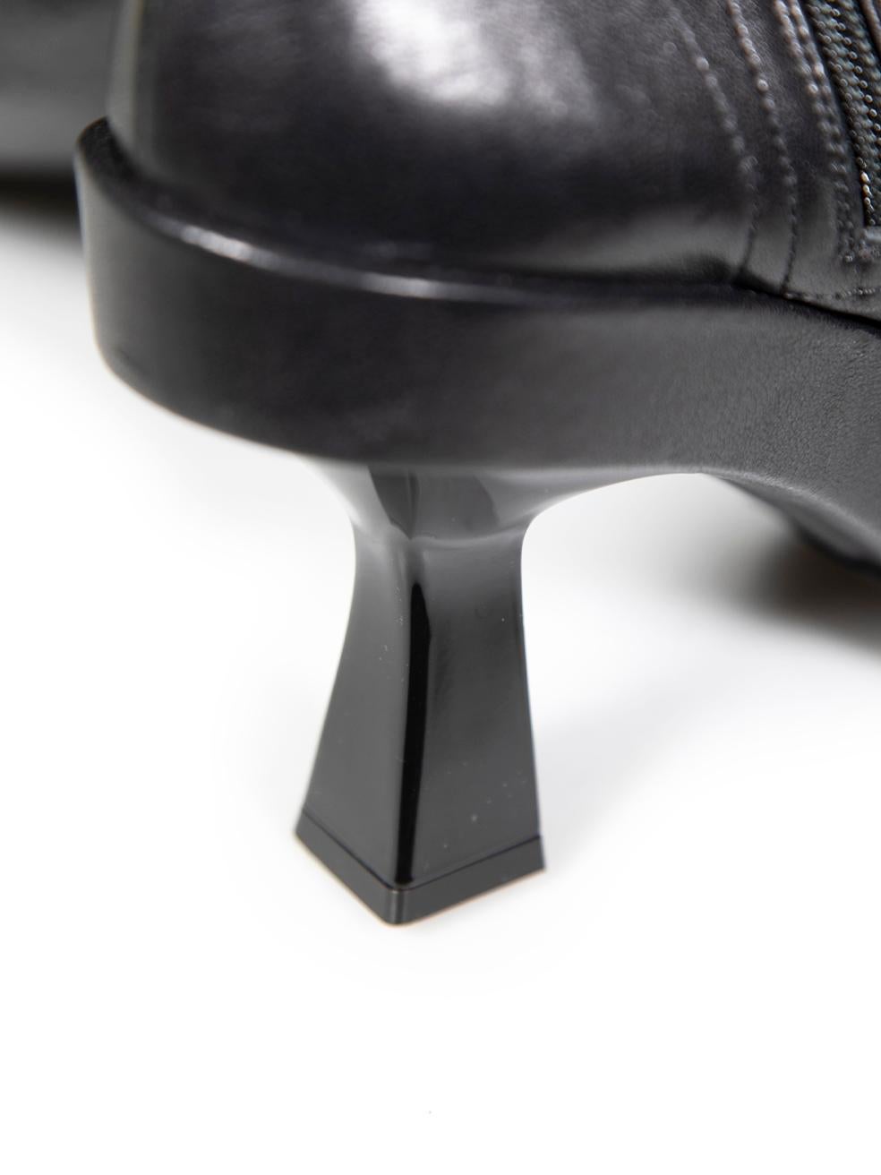 Versace Black Leather Over The Knee Round Toe Boots Size IT 38.5 2