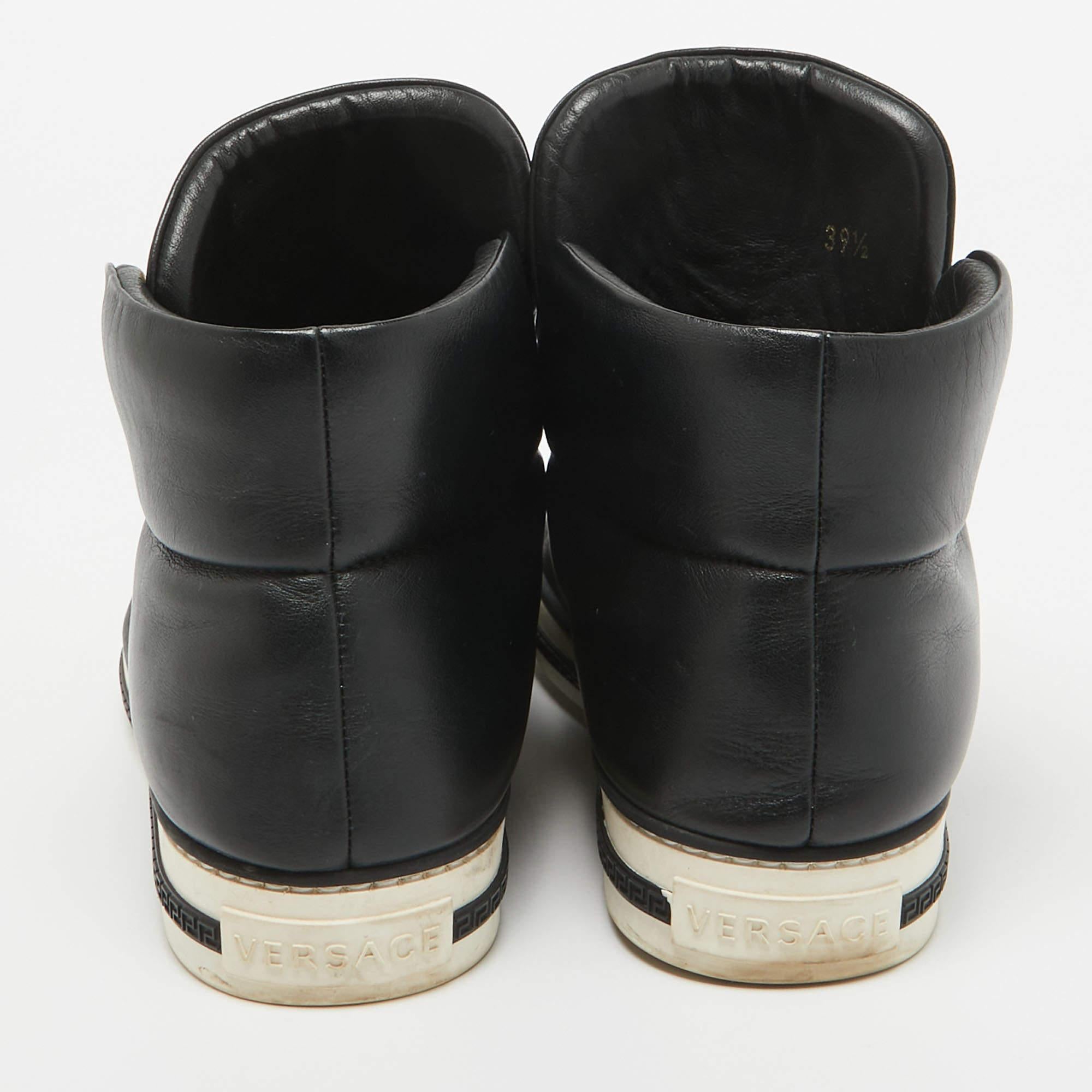 Versace Black Leather Palazzo High Top Sneakers Size 39.5 1