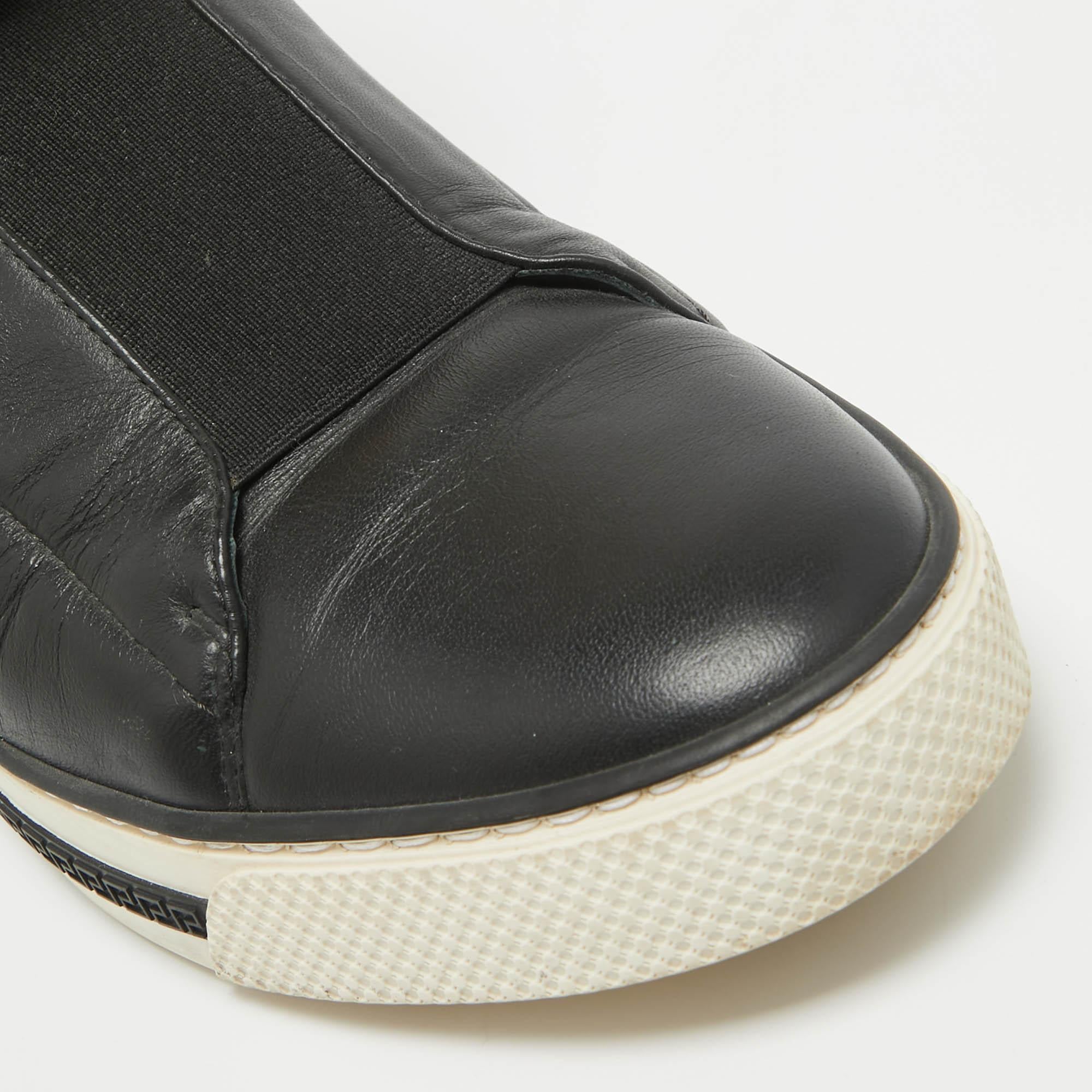 Versace Black Leather Palazzo High Top Sneakers Size 39.5 3