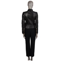 VERSACE black leather QUILTED DETAILS BIKER Jacket 40 S
