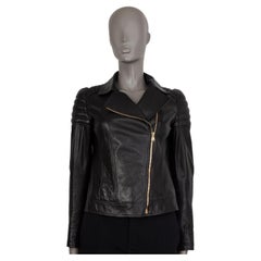 VERSACE black leather QUILTED DETAILS BIKER Jacket 40 S