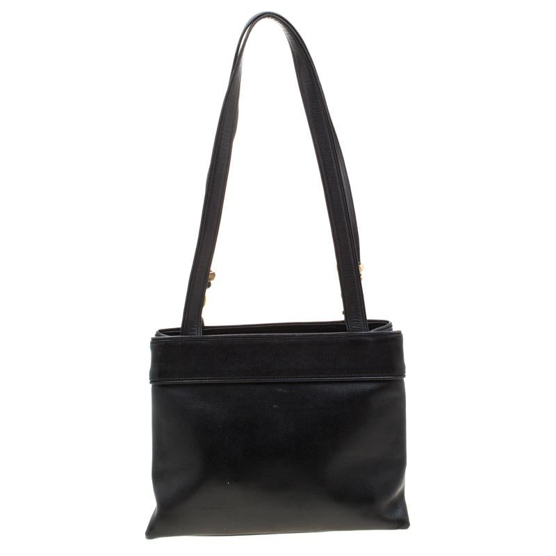 Versace Black Leather Shoulder Bag For Sale at 1stDibs