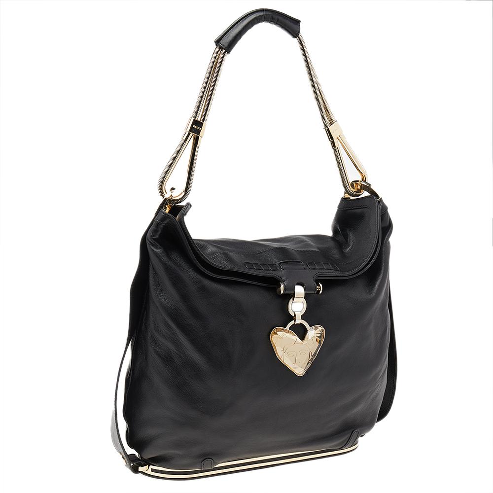 Women's Versace Black Leather Shoulder Bag