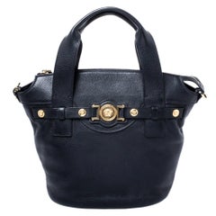 Versace Black Leather Shoulder Bag