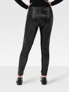 Versace Black Leather Skinny Fit Trousers Size S