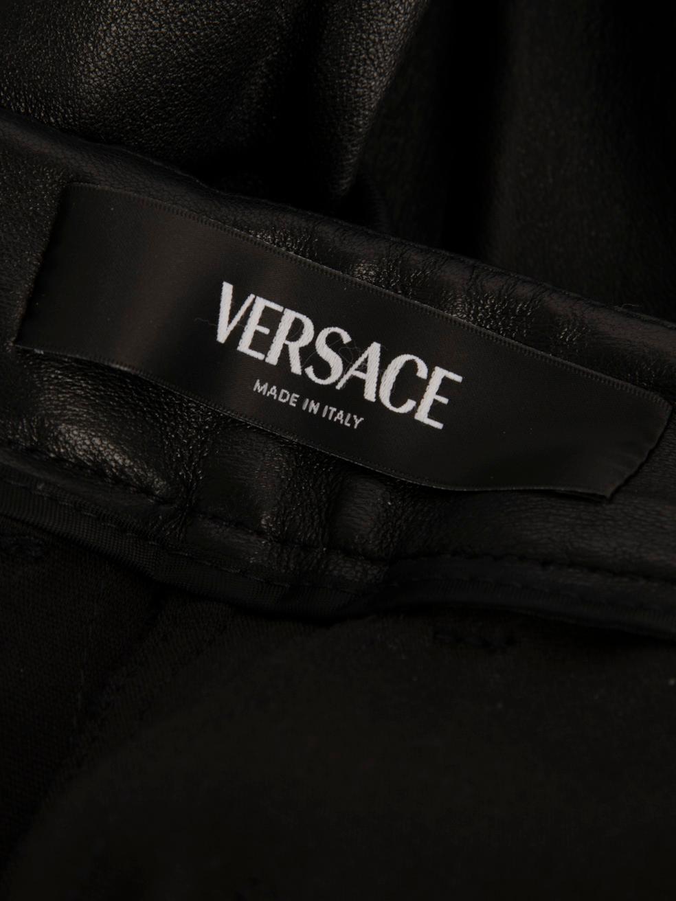 Women's Versace Black Leather Skinny Fit Trousers Size S For Sale