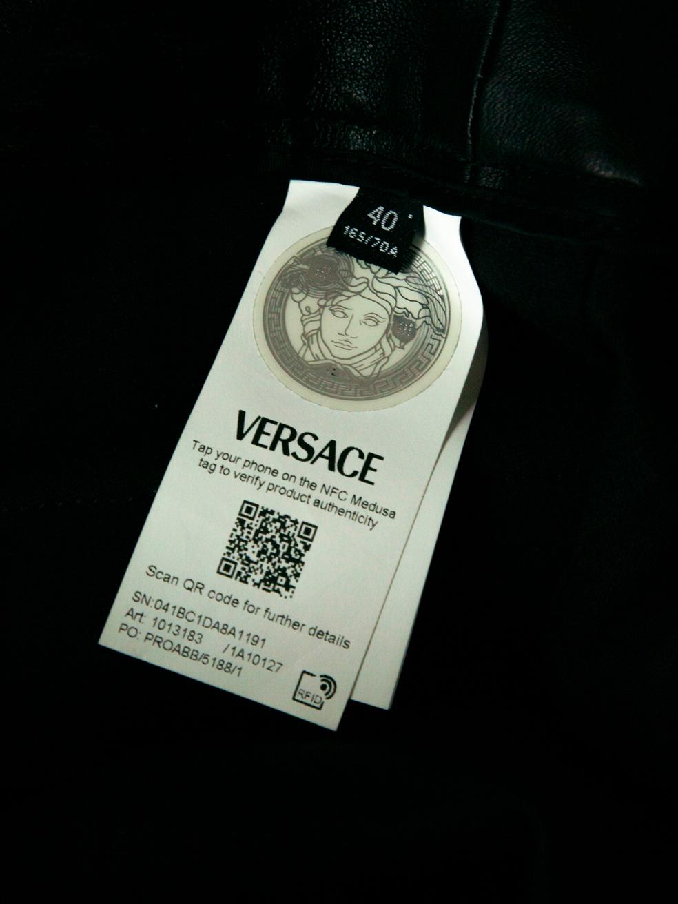 Versace Black Leather Skinny Fit Trousers Size S For Sale 1