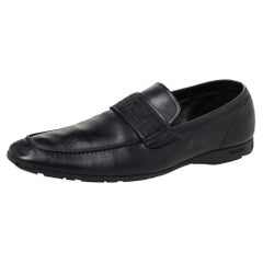 Versace Black Leather Slip on Loafers Size 44