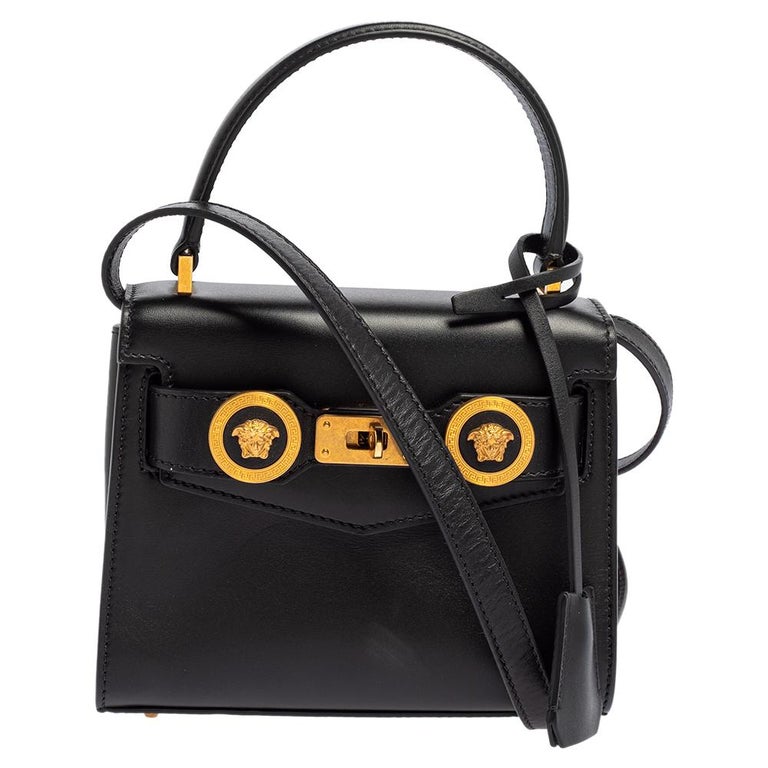 Versace Black Leather Small Icon Top Handle Bag at 1stDibs | versace top  handle bag, versace icon bag