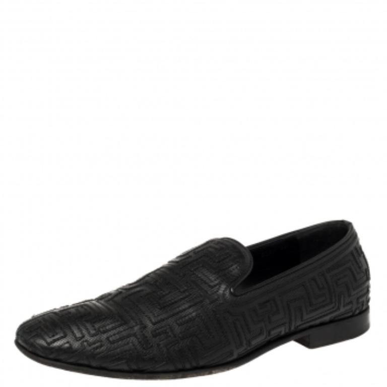 Versace Black Leather Smoking Slippers Size 42 For Sale 2