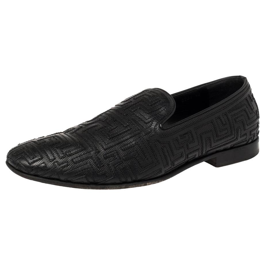 Versace Black Leather Smoking Slippers Size 42