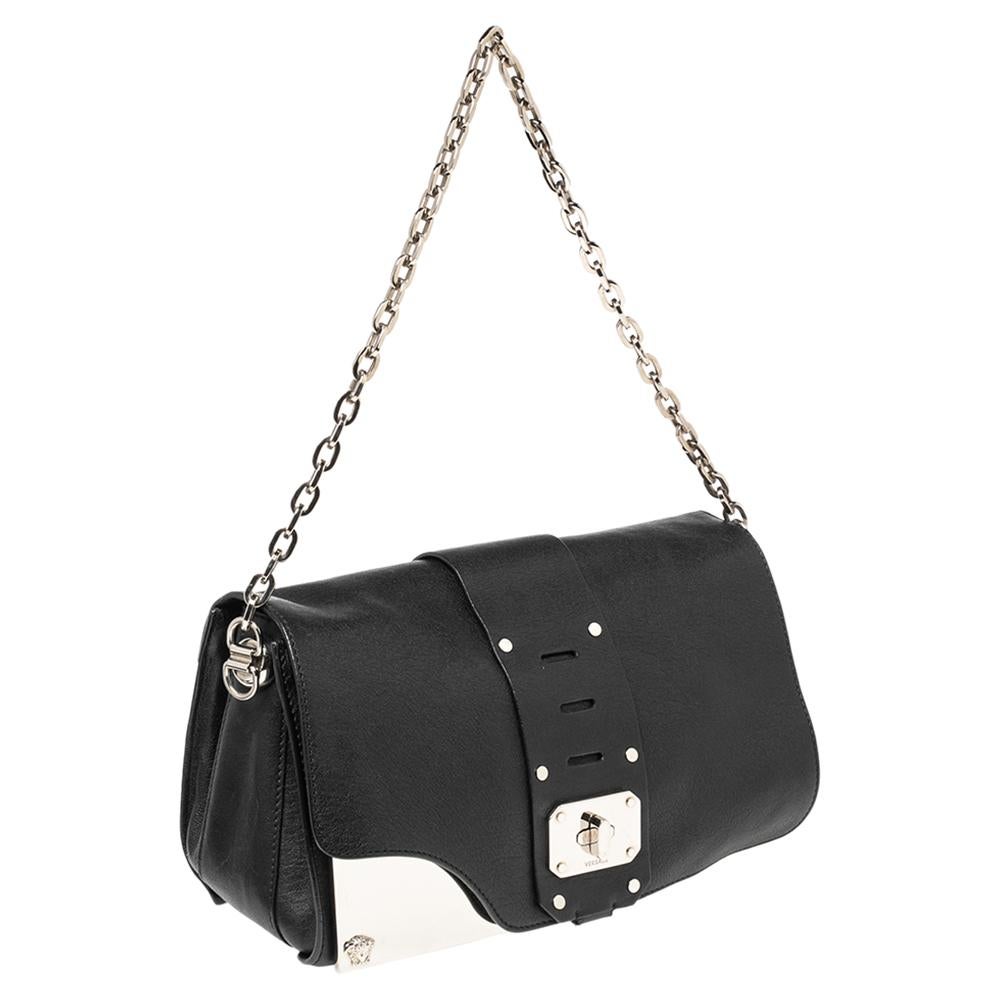 Versace Black Leather Stardust Shoulder Bag 4
