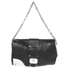 Versace Black Leather Stardust Shoulder Bag