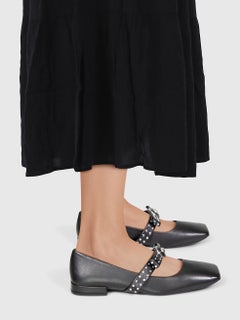 Versace Black Leather Studded Bow Ballet Flats Size IT 39.5