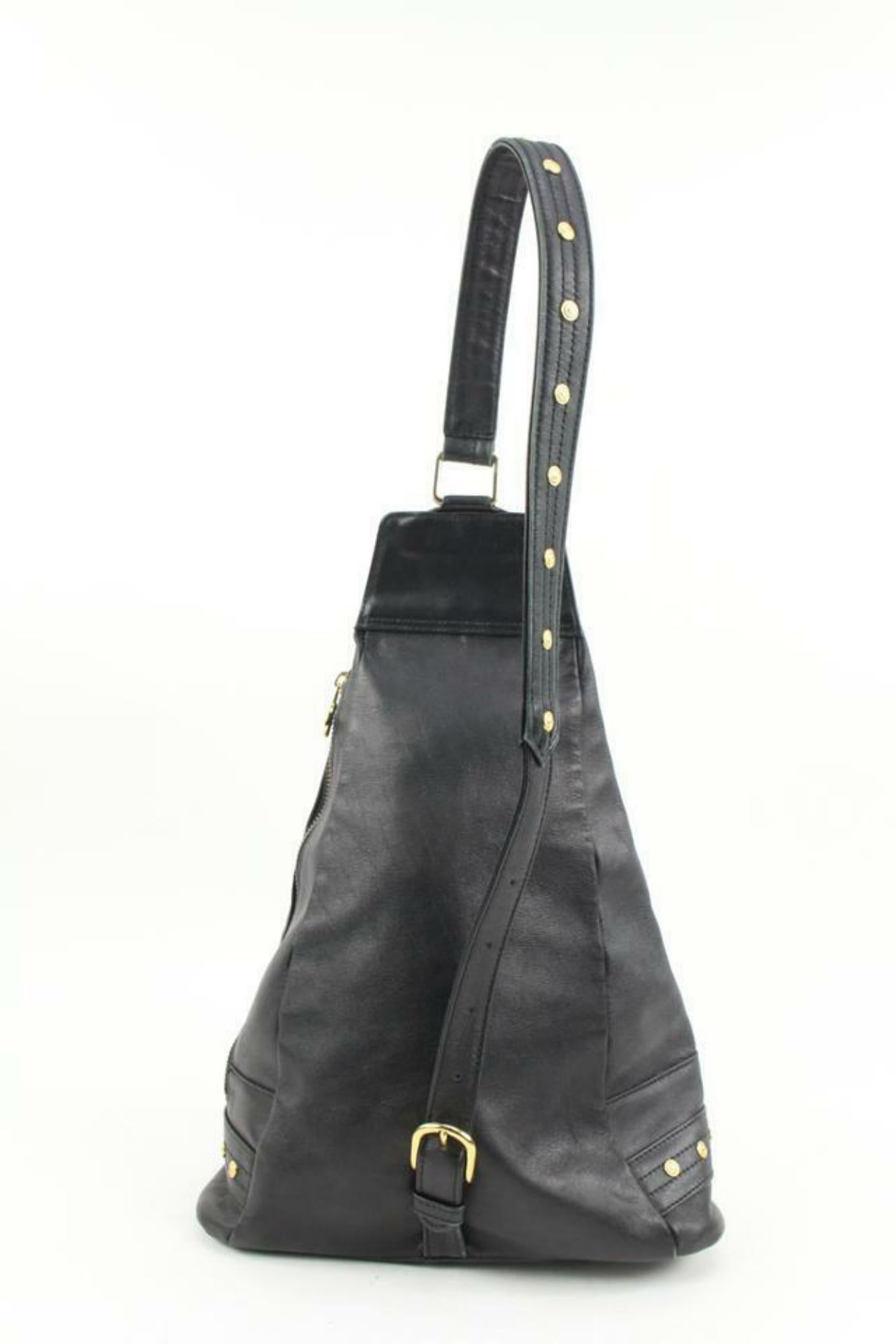 Versace Black Leather Studded Medusa Sling Bag 1V123a For Sale 5