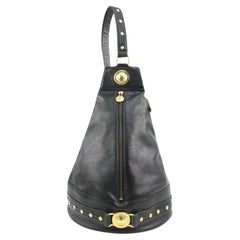 Versace Black Leather Studded Medusa Sling Bag 1V123a