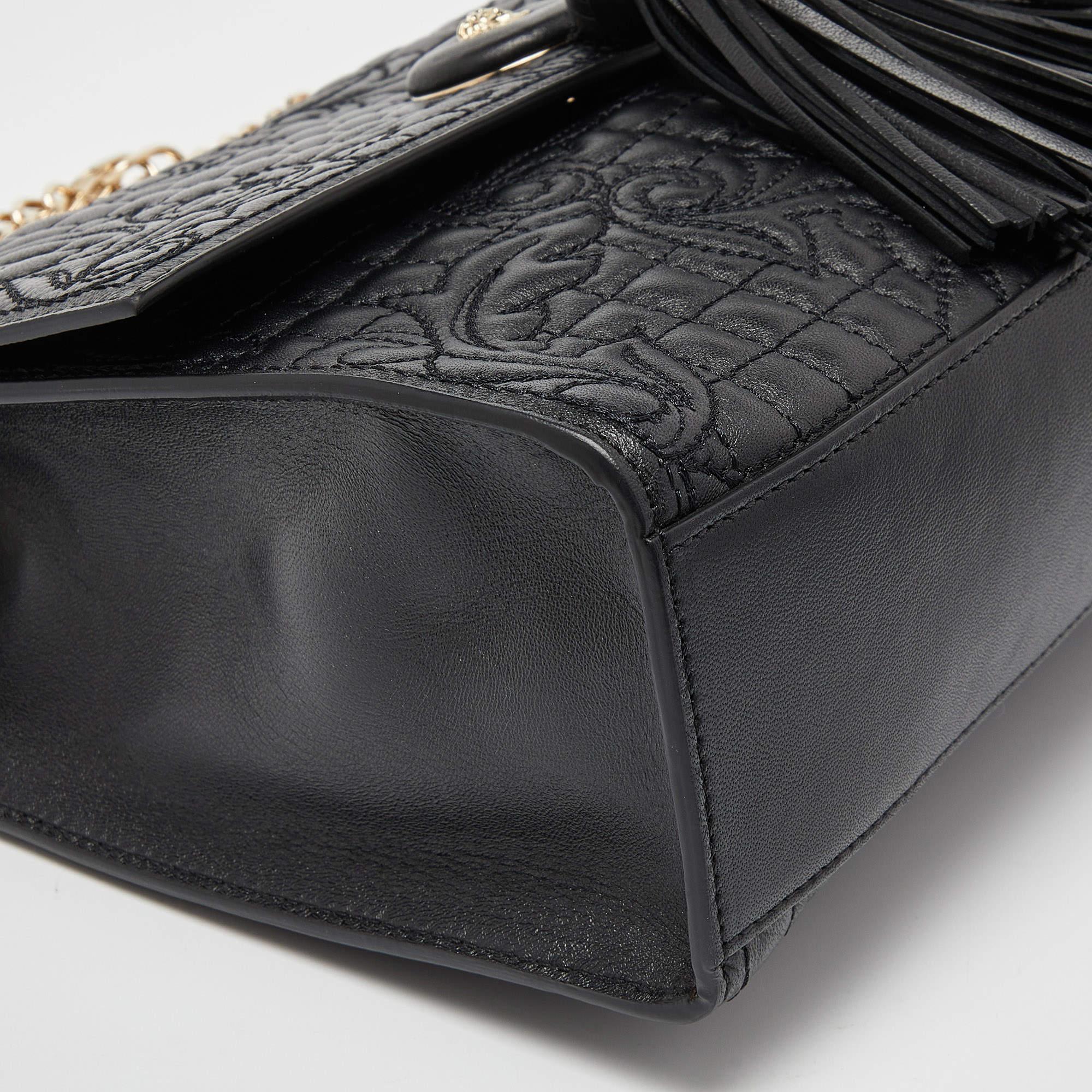 Versace Black Leather Tassel Medusa Shoulder Bag 7