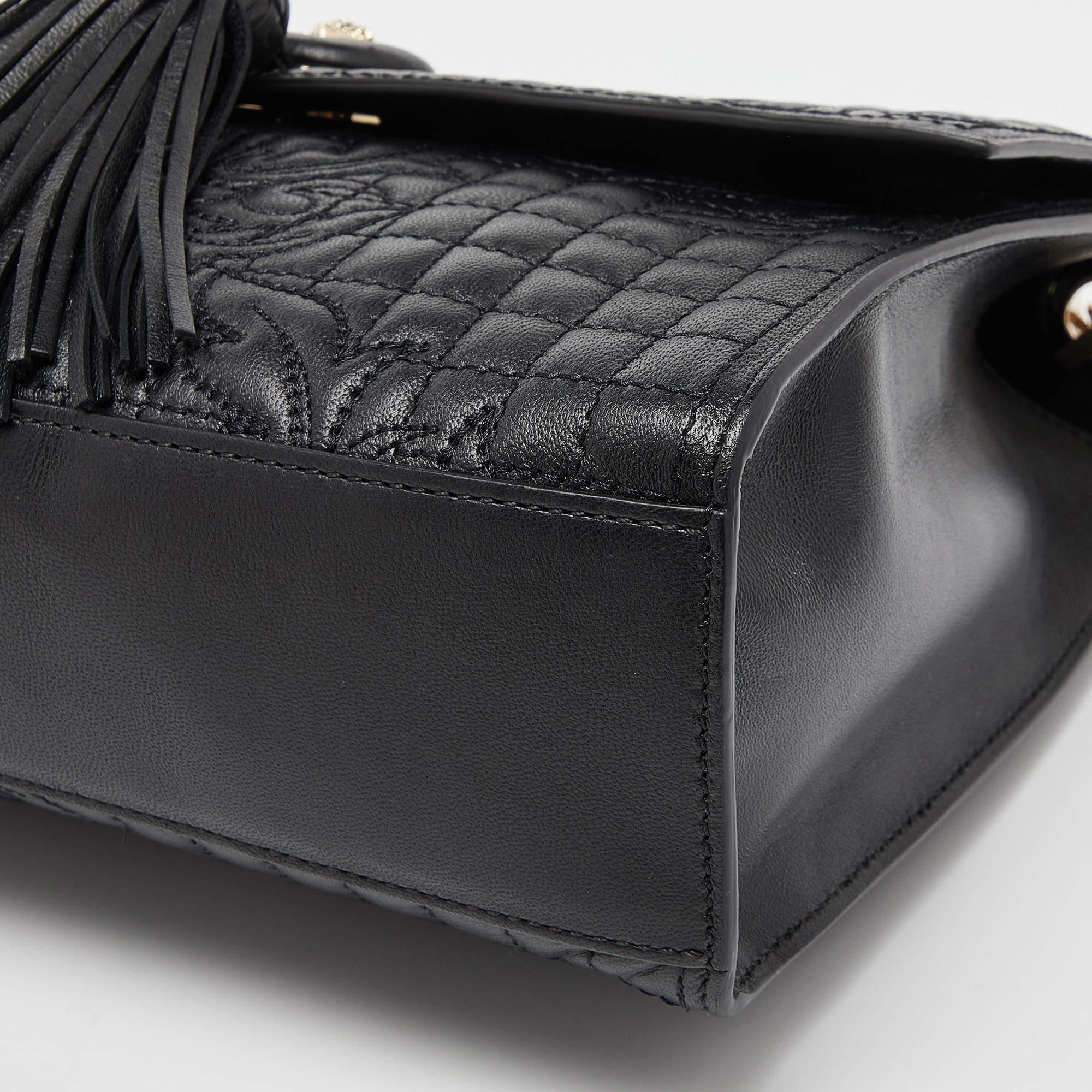Versace Black Leather Tassel Medusa Shoulder Bag 3
