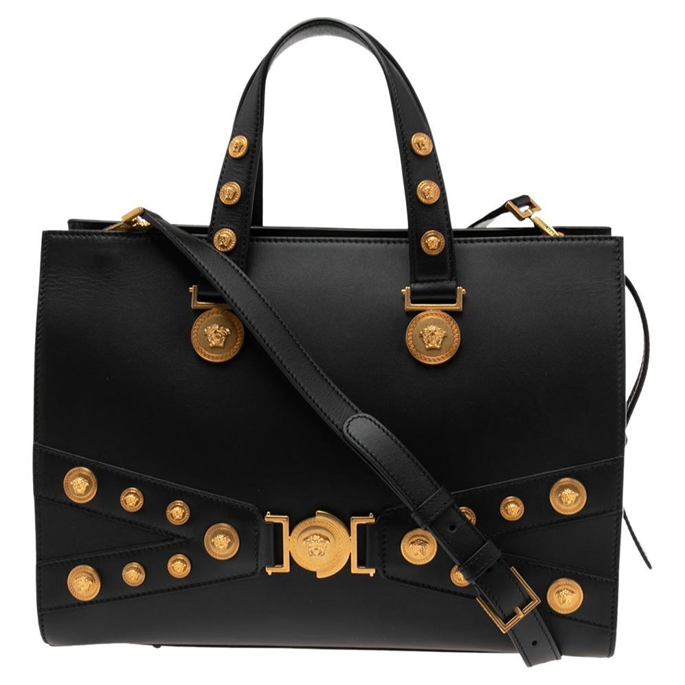 New VERSACE Large Signature Bag in Black Leather at 1stDibs versace