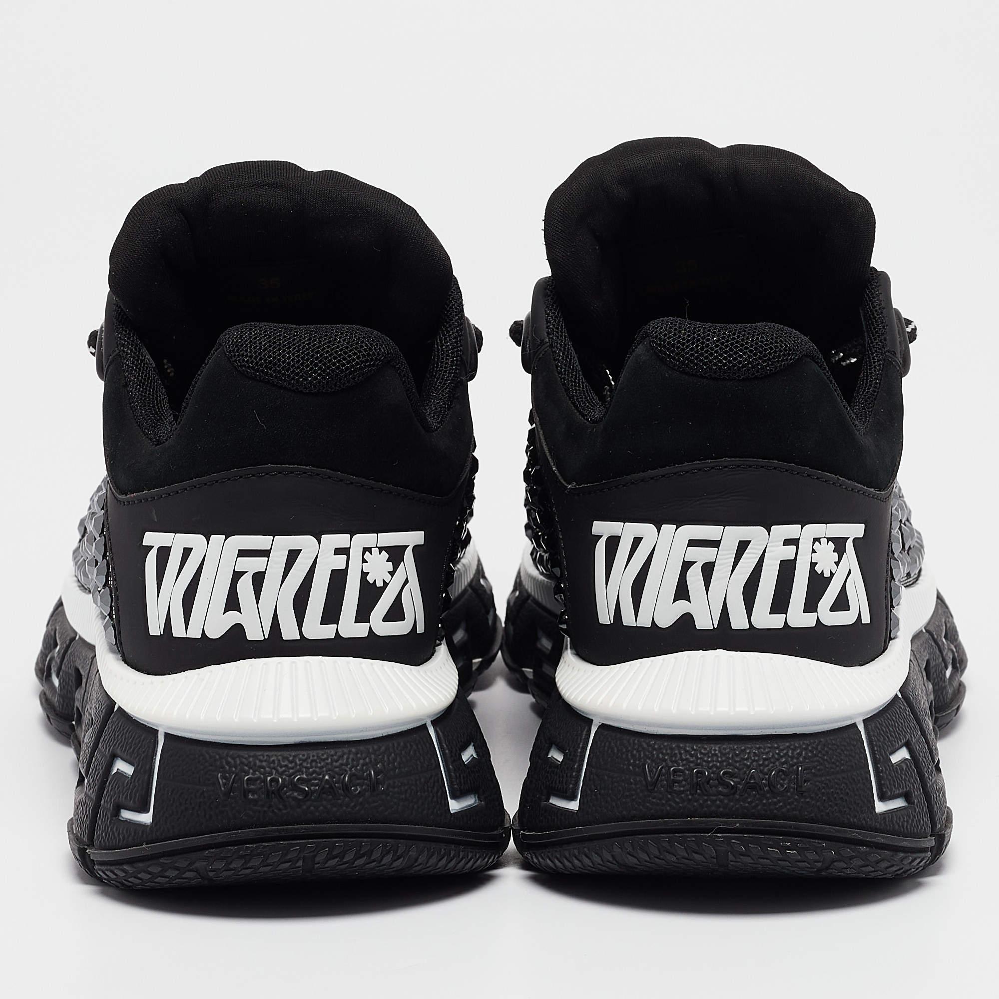 Versace - Baskets à lacets en cuir noir Trigreca - Taille 35 Pour femmes en vente