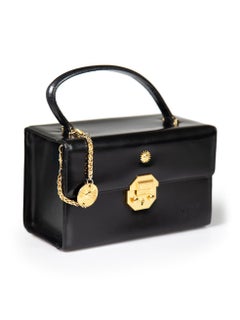 Versace Black Leather Vanity Top Handle Bag