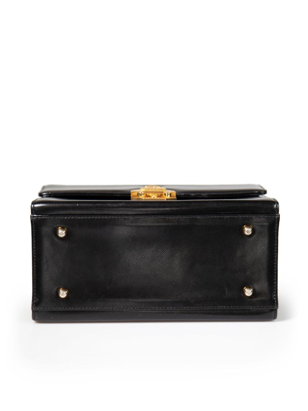 Women's Versace Black Leather Vanity Top Handle Bag