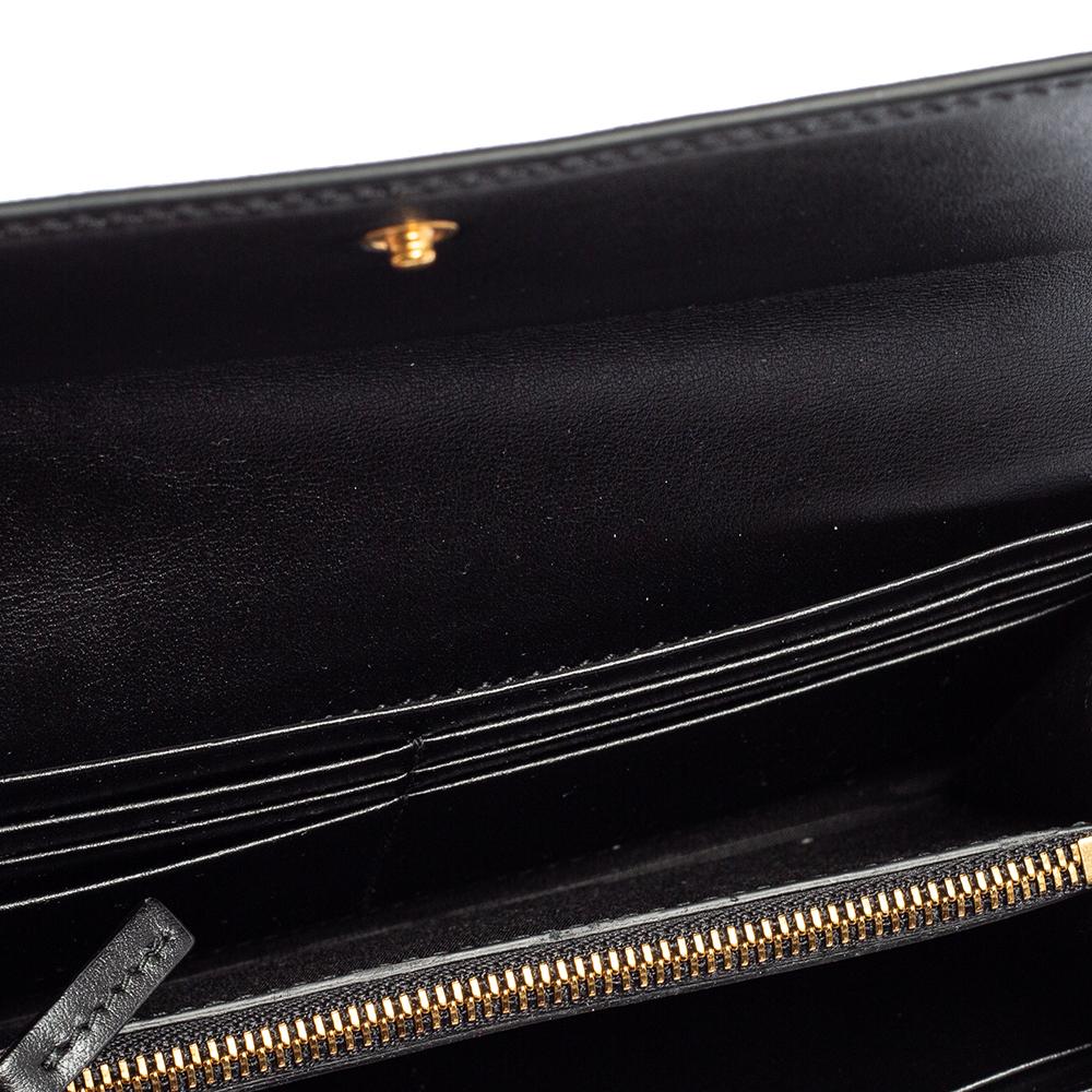 Versace Black Leather Vintage Logo Flap Continental Wallet 6