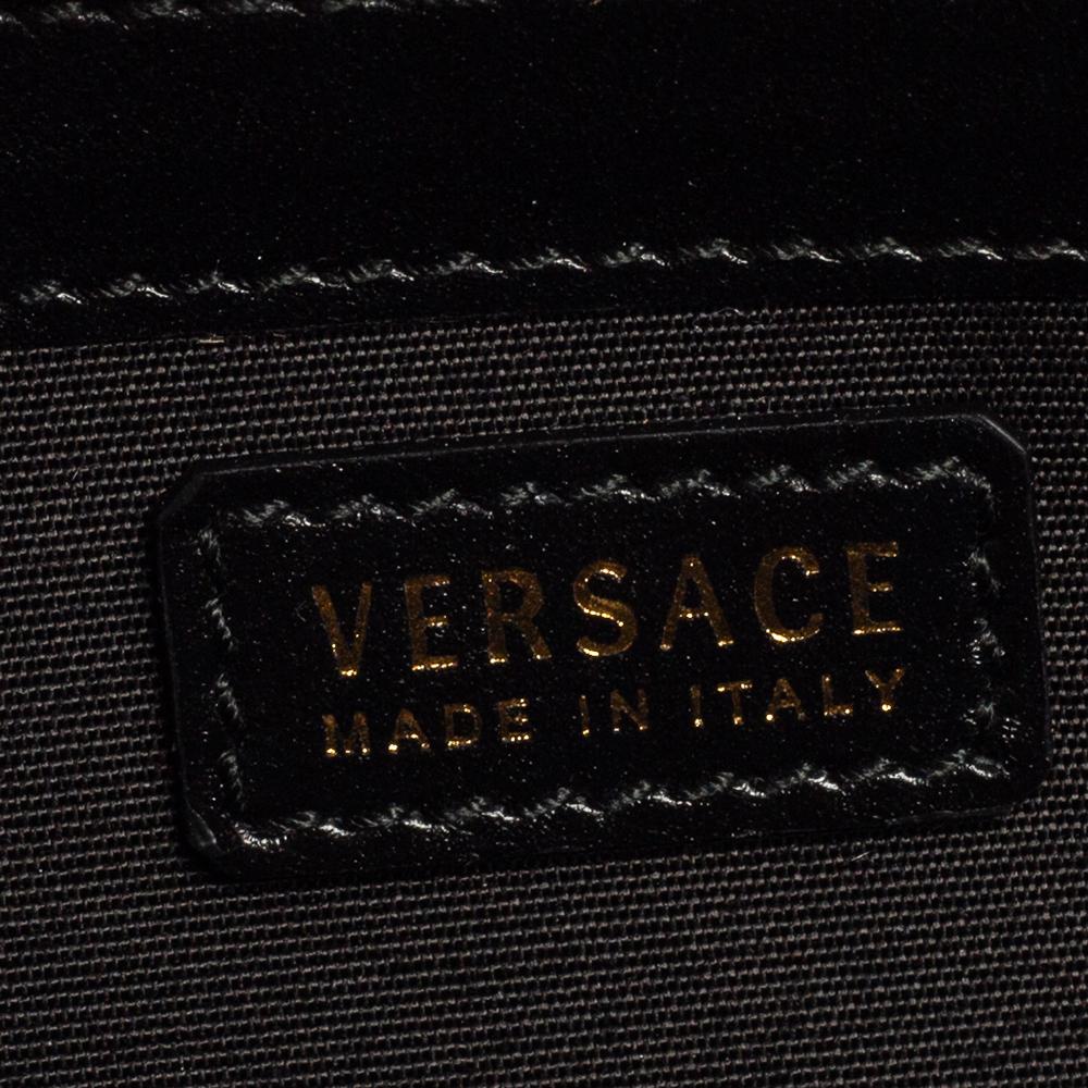 Versace Black Leather Vintage Logo Flap Continental Wallet 3