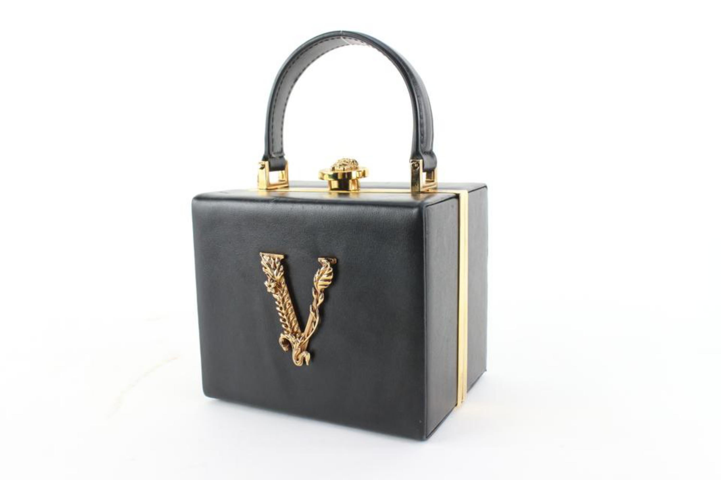 Versace Black Leather Virtus Vanity Box Bag 87v629s 5